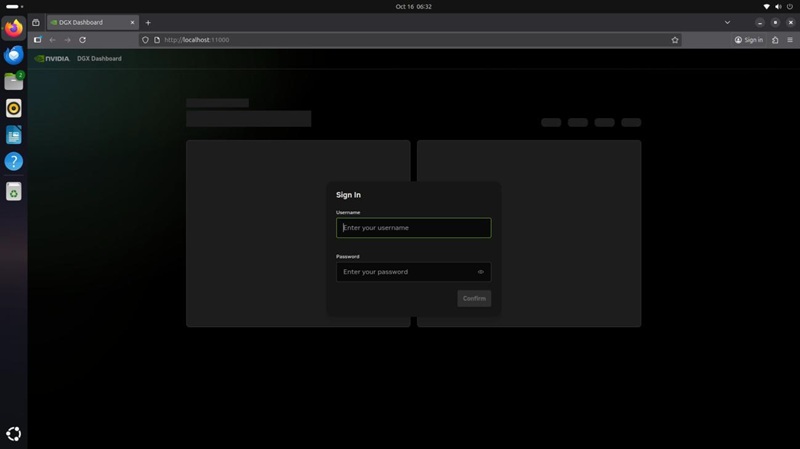 Ubuntu, DGX Dashboard, iniciar sesión