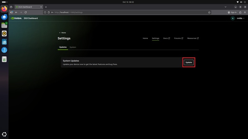 Ubuntu, su panel de control de DGX, configuración