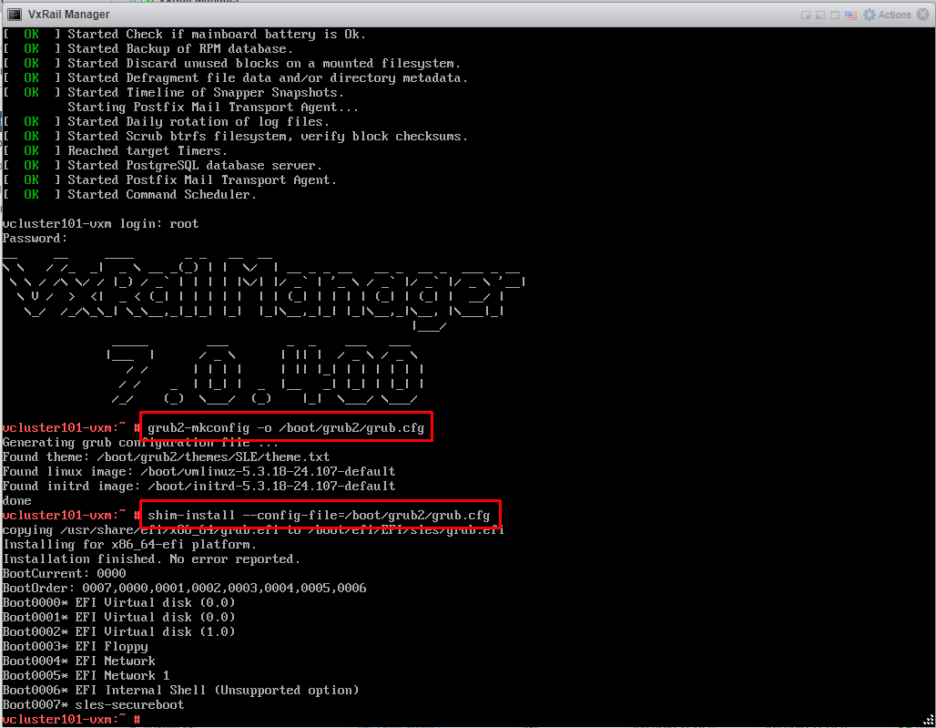 VxRail shell – startindstillinger