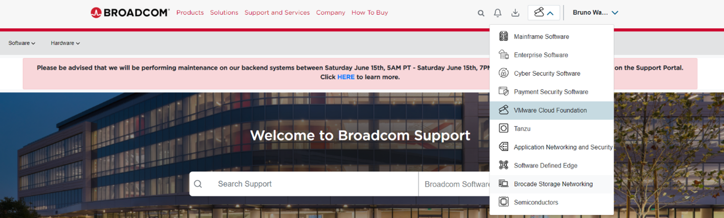 Скріншот випадаючого меню для вибору VMware Cloud Foundation