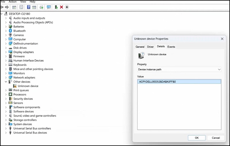 Windows 裝置管理員， 未知裝置