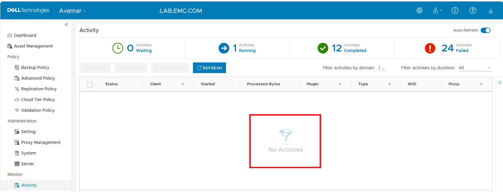AUI 예외 작업이 비어 있음
