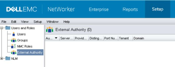NetWorker Management Console: Konfigurationsfönster för lagringsplats för extern utfärdare