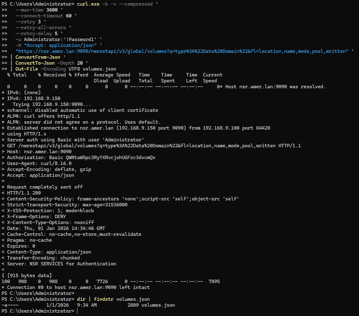 Пример команды curl