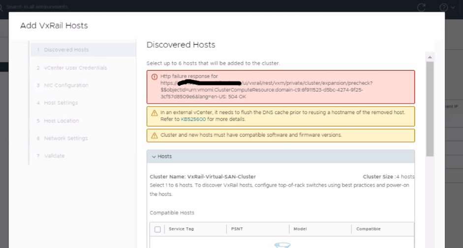 ノード追加エラーのスクリーンショット