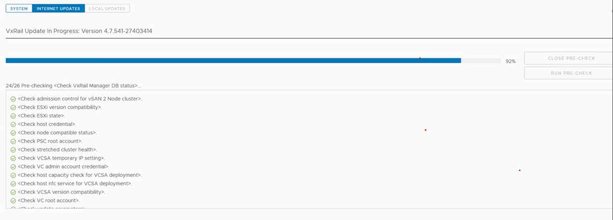 事前チェックが停止しているスクリーンショット