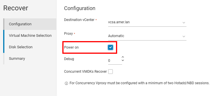 NWUI Disk Restore Power On Option
