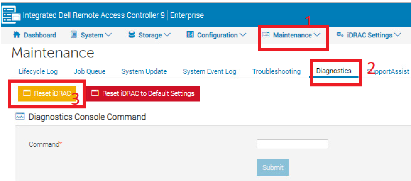 Réinitialisation via l’interface graphique de l’iDRAC (14G)