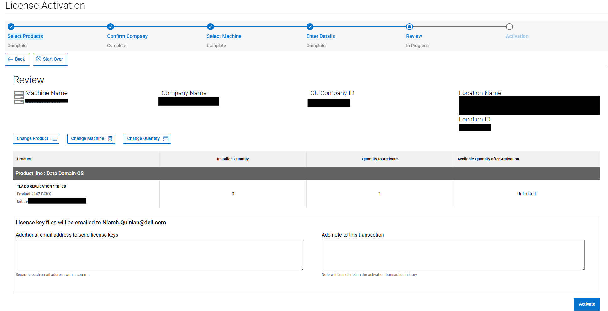 Zakładka Review Transaction w SLC