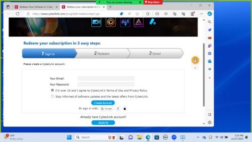 Accedere all'account CyberLink