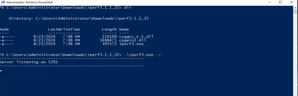 在 Windows 伺服器模式下執行的 iperf