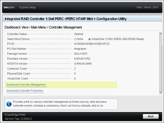 Sélection Gestion de la configuration Gestion avancée des contrôleurs