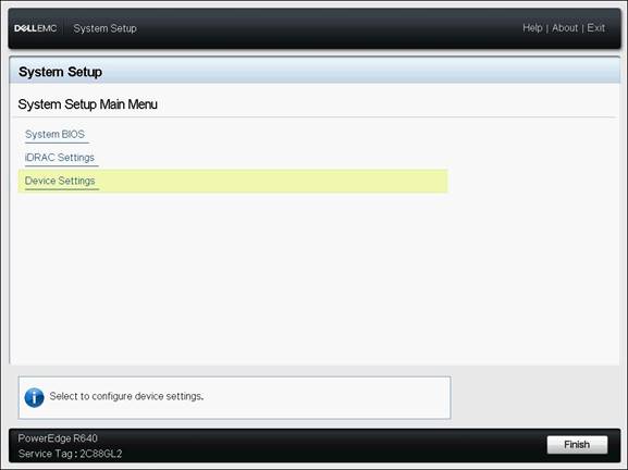 Selección de la configuración del dispositivo BIOS