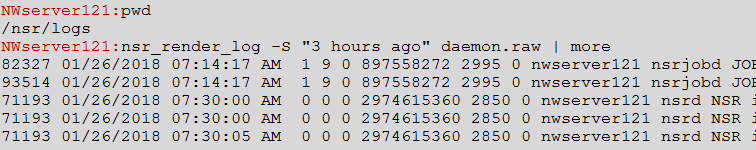 Eksempel på gengivelse af en NetWorker-rålog
