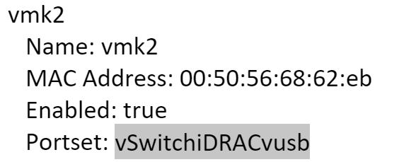 vmk2 Navn: vmk2 MAC-adresse:  Aktivert: true