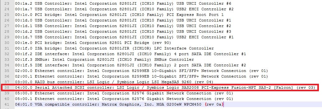 次のコマンドを実行して、問題のデバイスのバス アドレスを確認します。&nbsp; lspci