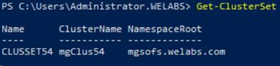 Kommandot Powershell get-clusterset