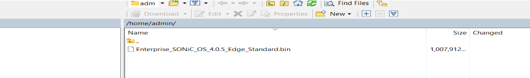 Captura de pantalla del nombre del archivo de actualización de SONiC