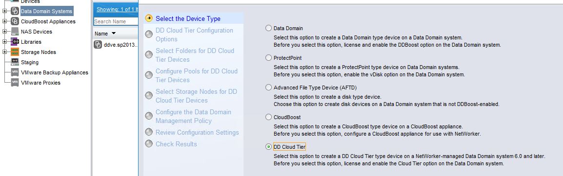 New Device Wizard Cloud Tier Option