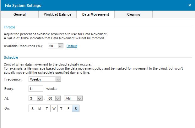 Data Domain Movement Policy -asetukset