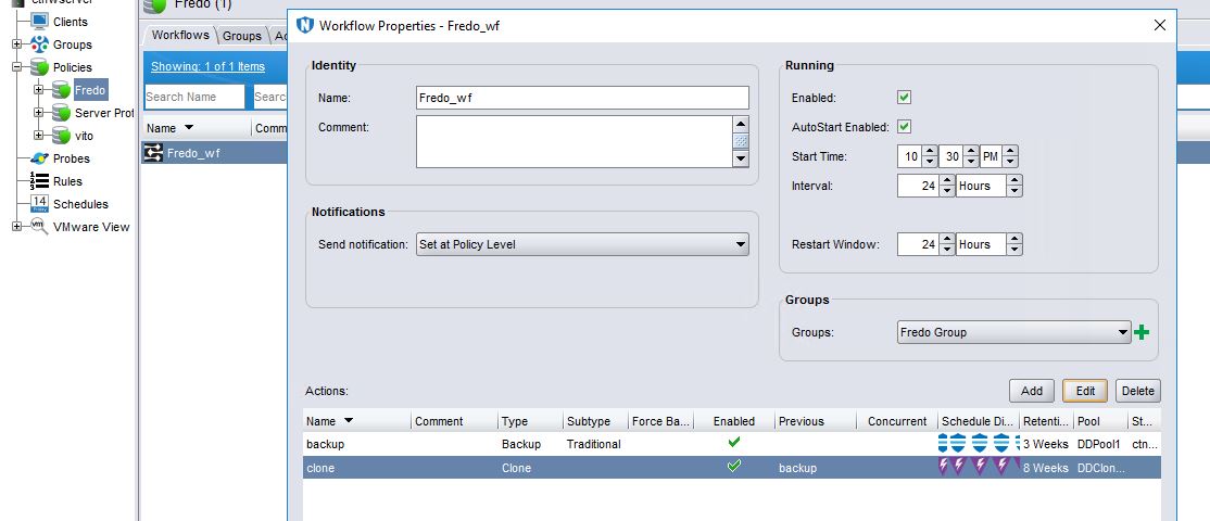 Konfigurere en klonehandling i NetWorker