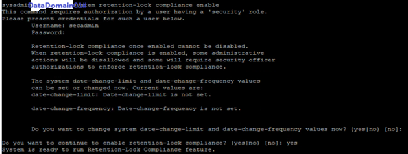 system retention-lock compliance enable