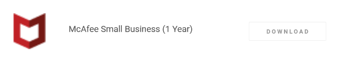 Опция «Download» для McAfee Small Business в Dell Digital Delivery.
