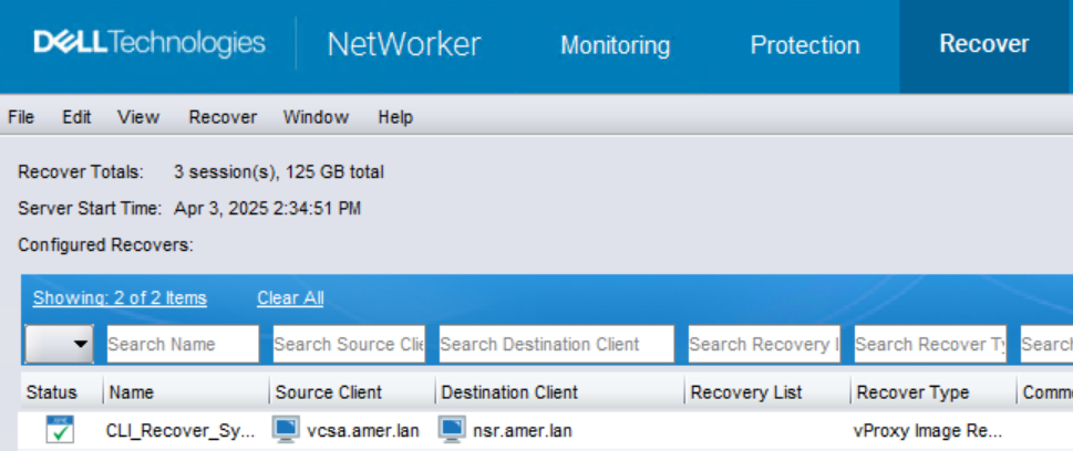 Geplante Recovery-Ressource.