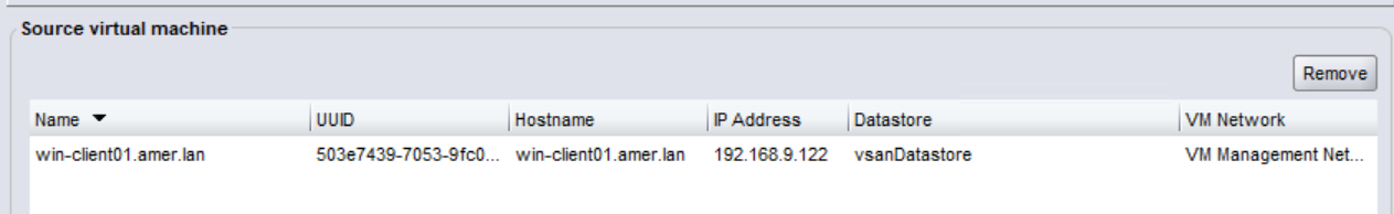 Выбор исходной ВМ