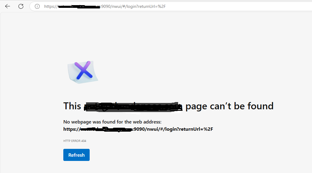 NWUI-Berichtsseite kann im Browser nicht gefunden werden