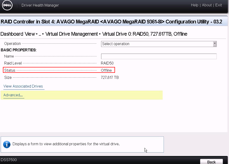 離線檢查 RAID 50 狀態