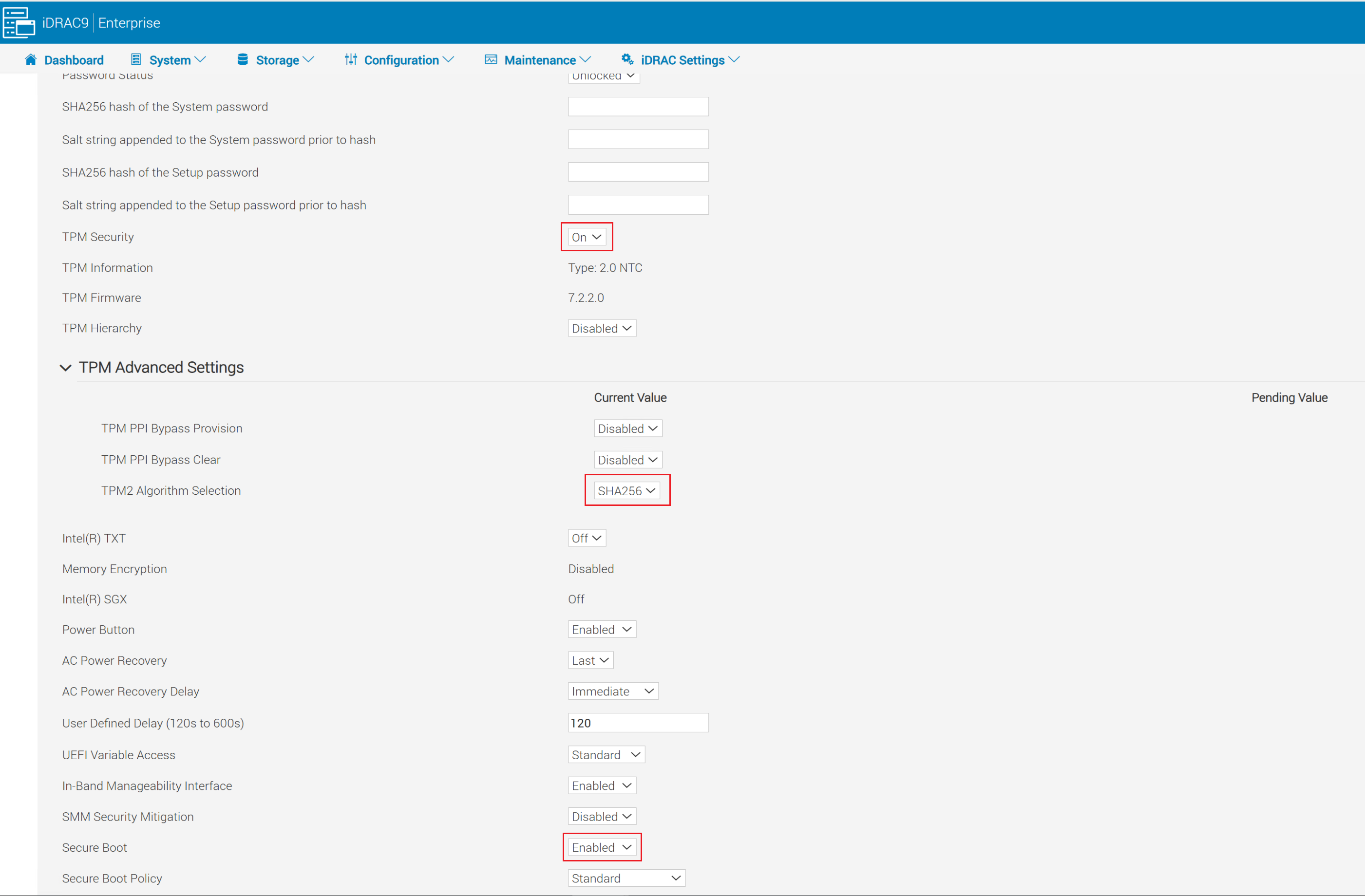 Configuración de arranque seguro de iDRAC