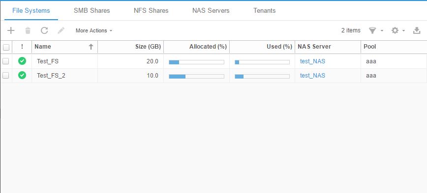Unisphereの[File System]タブの[File System Properties]ページ。