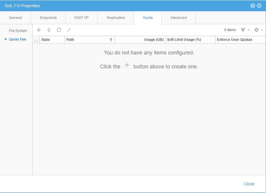 [クォータ]、[クォータ ツリー]の順に選択します
