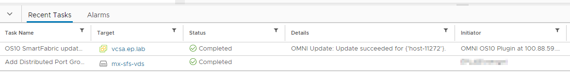 Éxito exitoso de la tarea de Omni SmartFabric