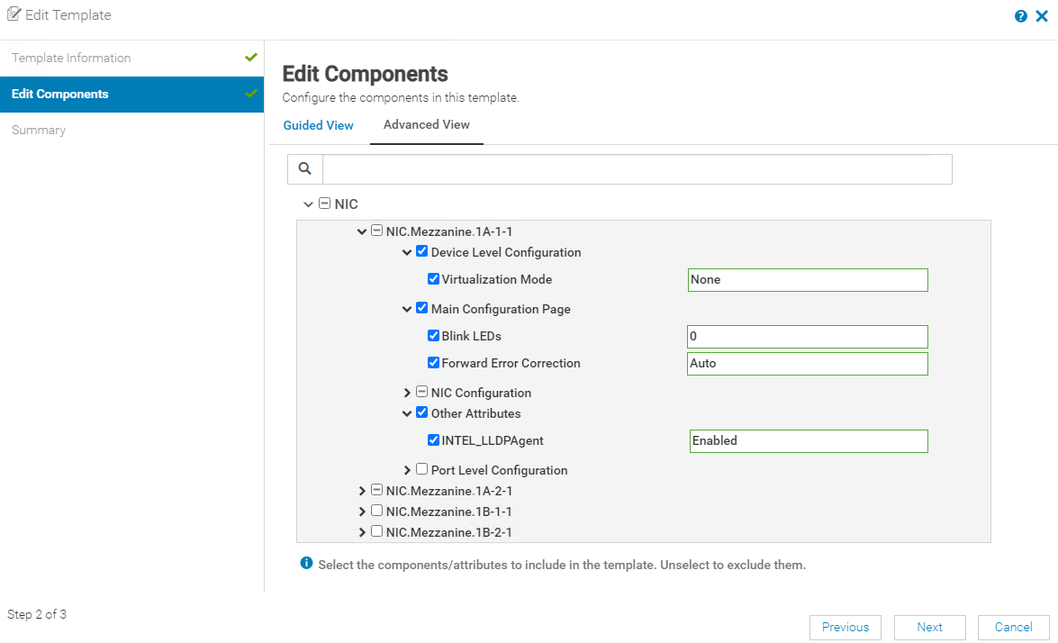 Opciones mínimas de implementación de plantillas