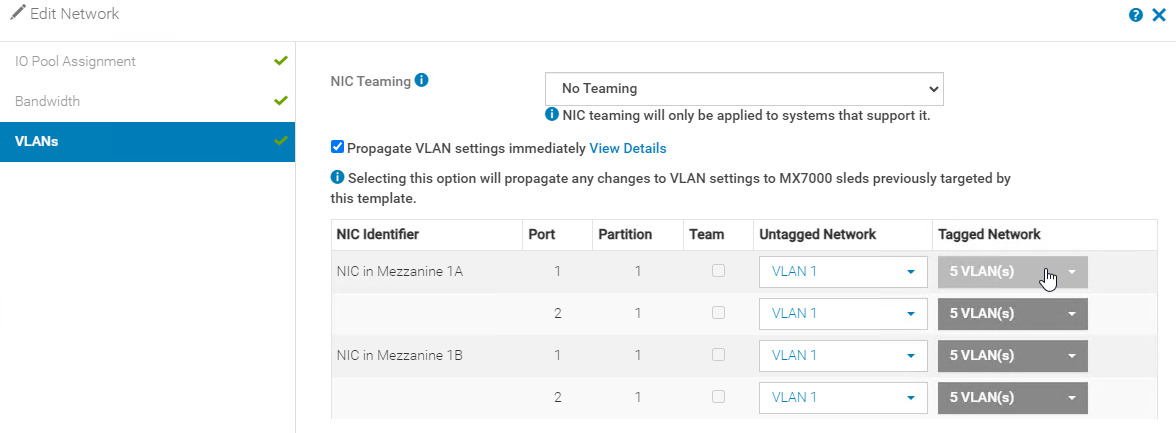 Edición de plantilla de red de OME-M