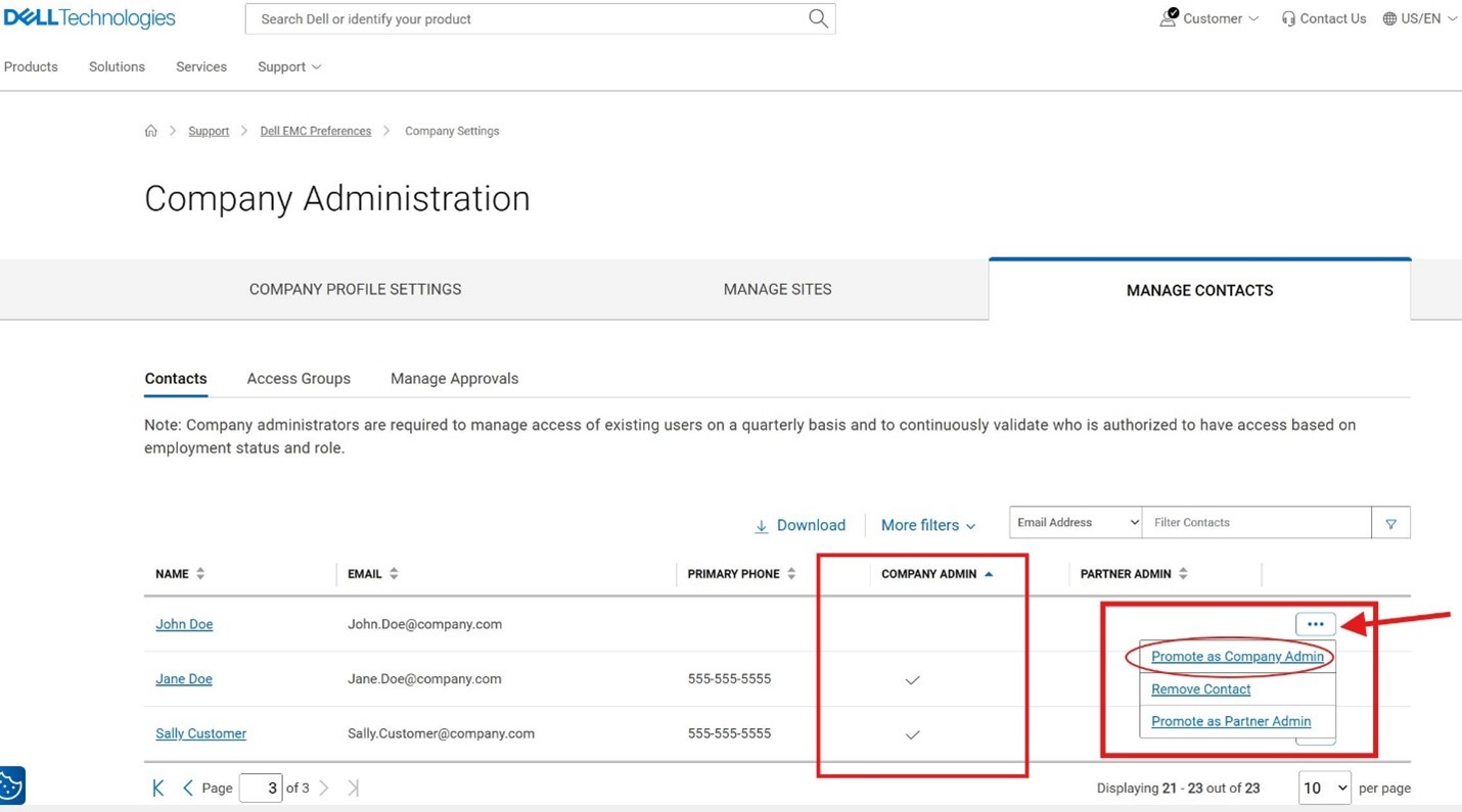 Virksomhetsadministrator og partneradministratorseksjon