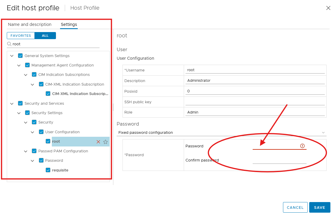 パスワード セクションのスクリーンショット