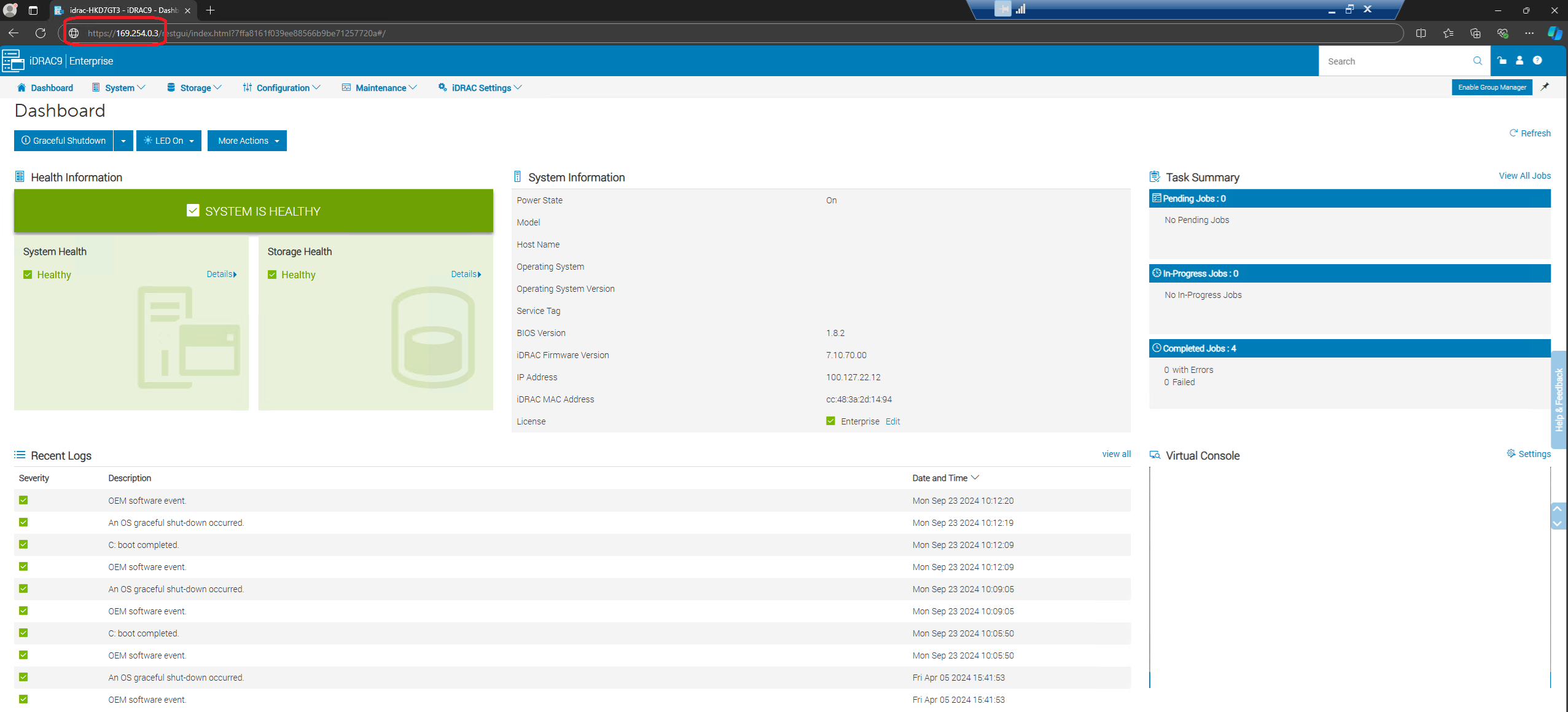Interface Web de l’iDRAC