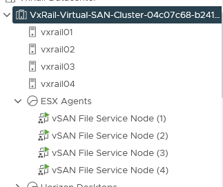VxRailクラスターESXiノードを示すスクリーンショット