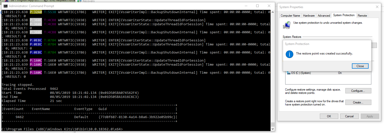 Instantánea de VSS creada