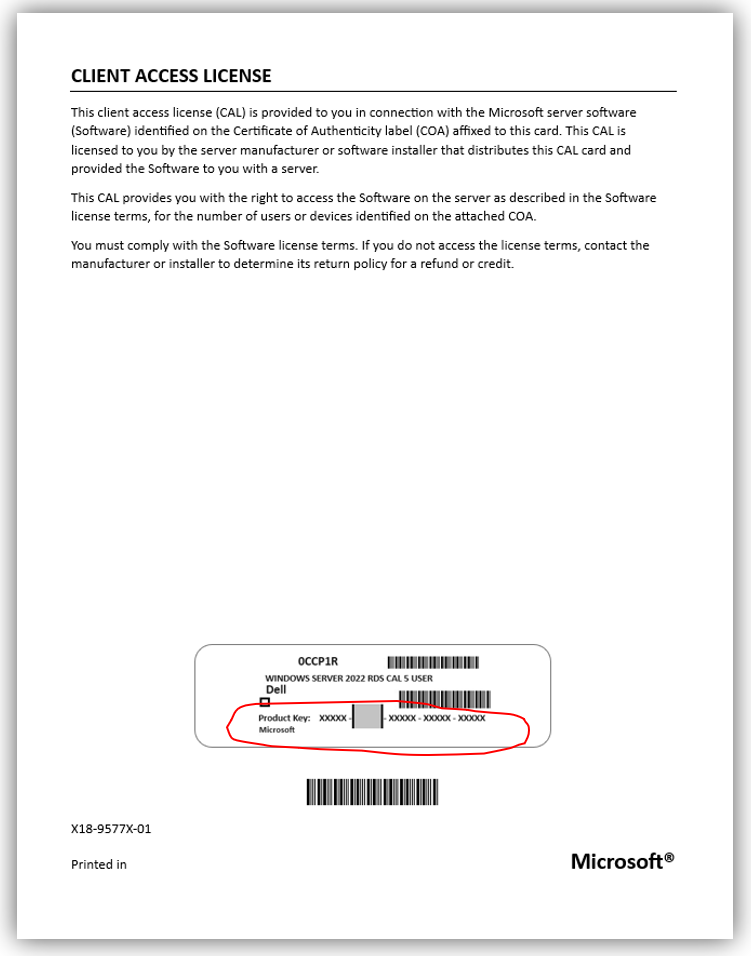 Documento enviado com a chave do produto