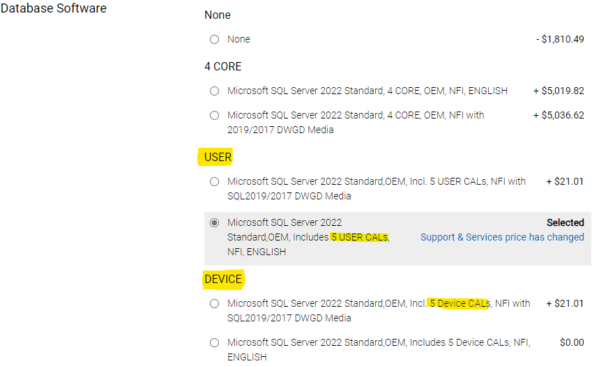 Achat d’un modèle de licence Server plus CAL
