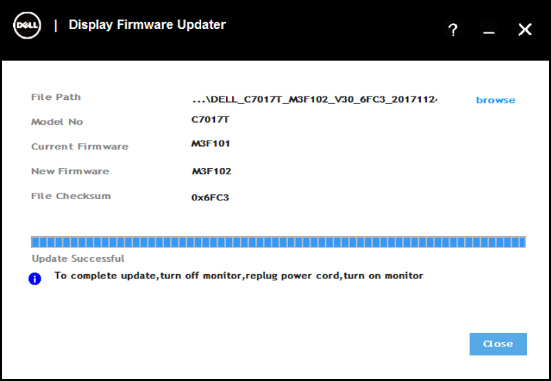 Dell Firmware Updater画面