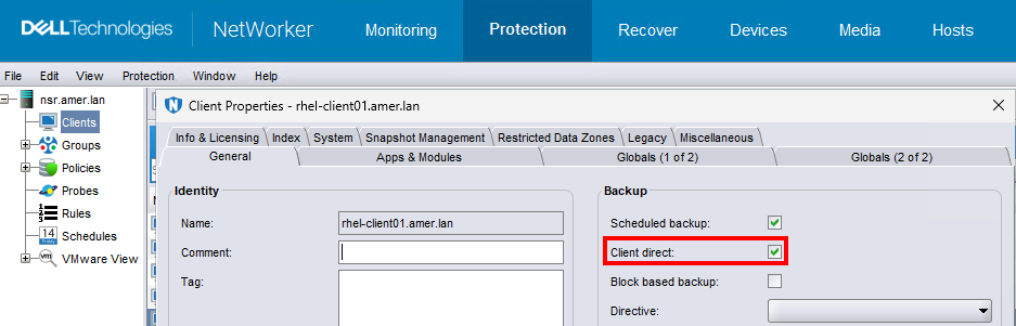 Client Direct-Option im Client aktiviert