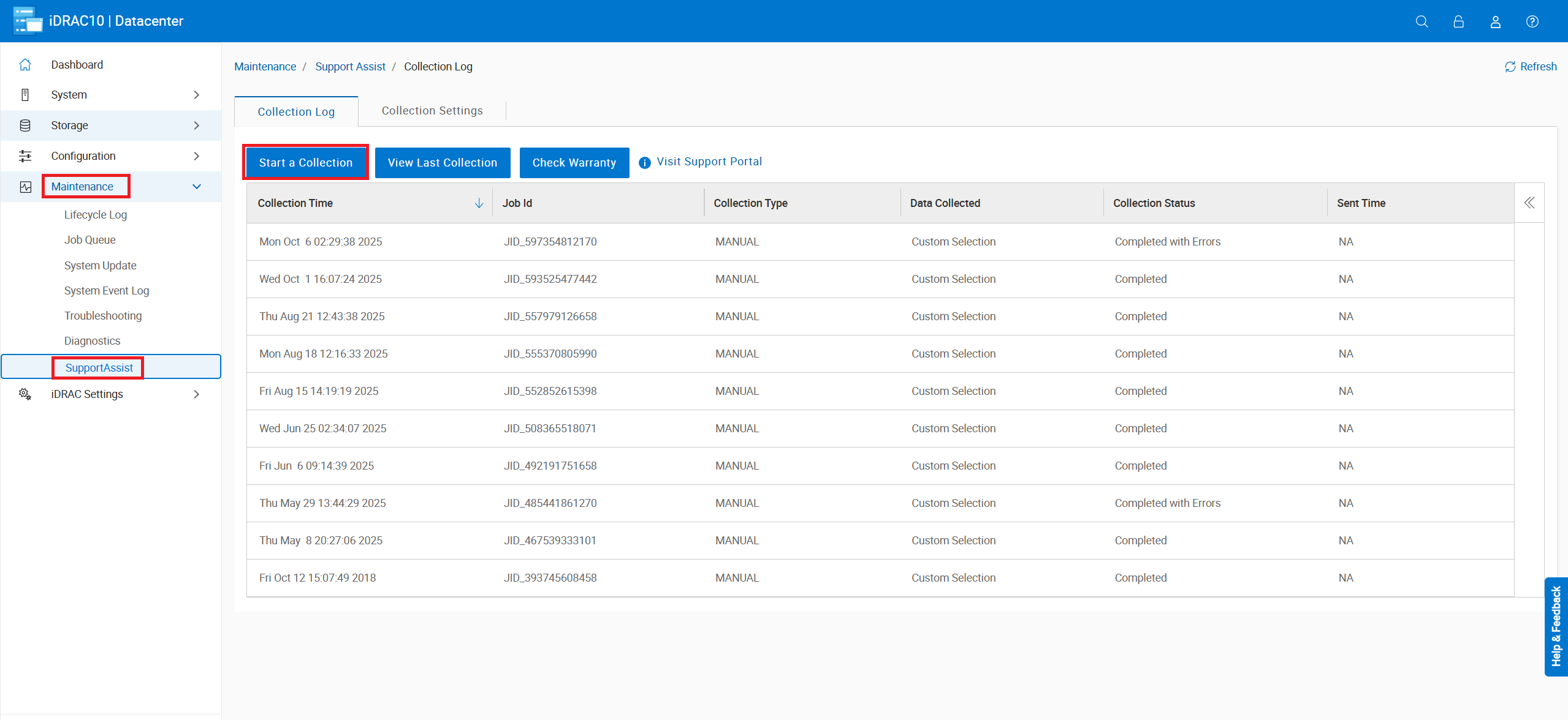 Iniciar una recopilación de SupportAssist