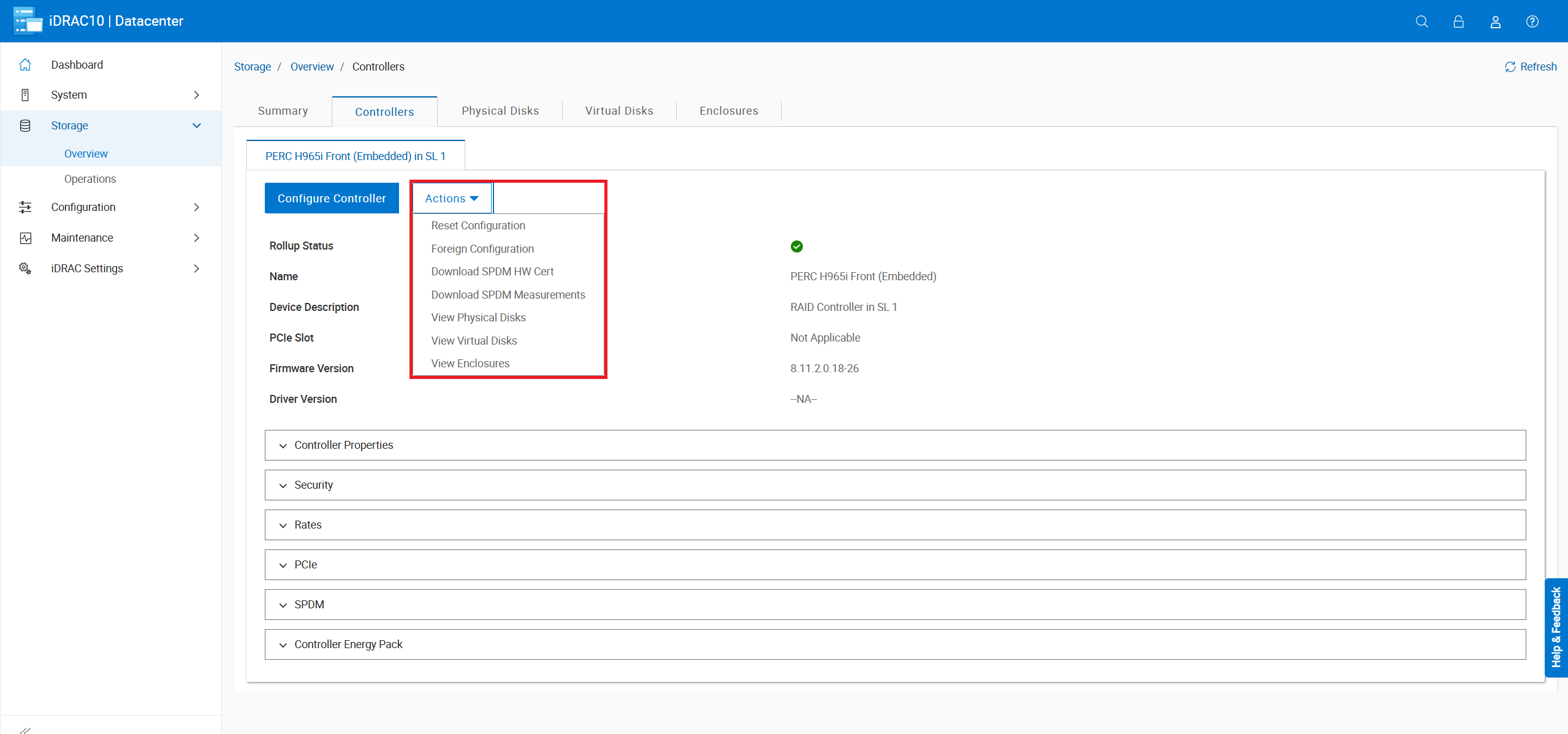 Acciones de la controladora