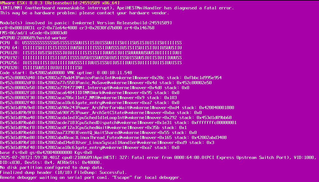 exemplo de tela roxa da morte