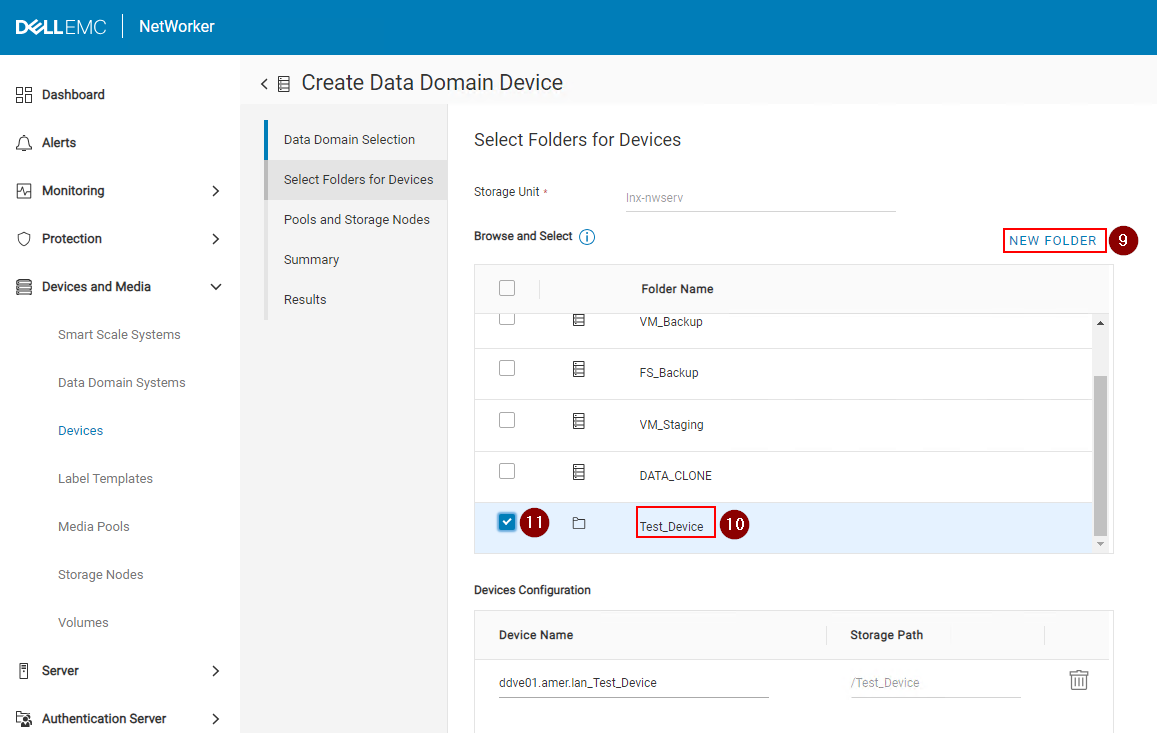 Device folder and storage path configuration.